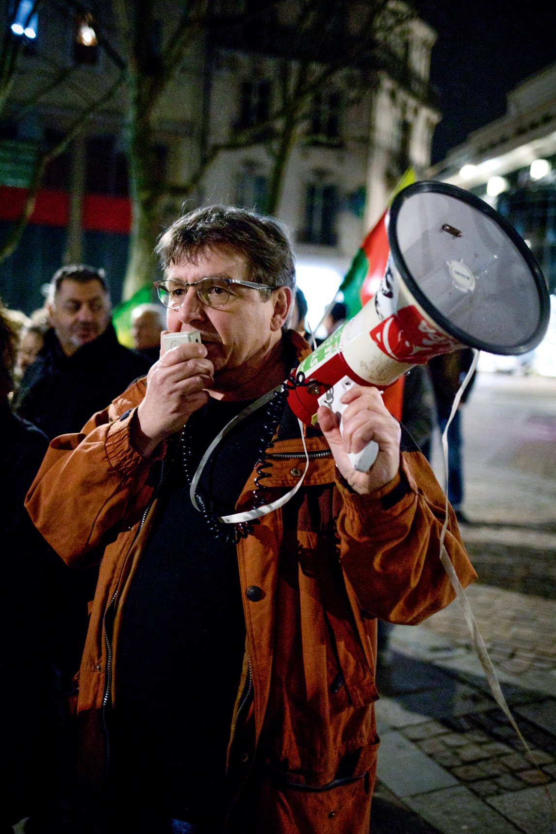 <p>Claude Kaiser, hier bei einem Protest in Nancy, engagiert sich seit Anbeginn gegen das Endlager</p>

