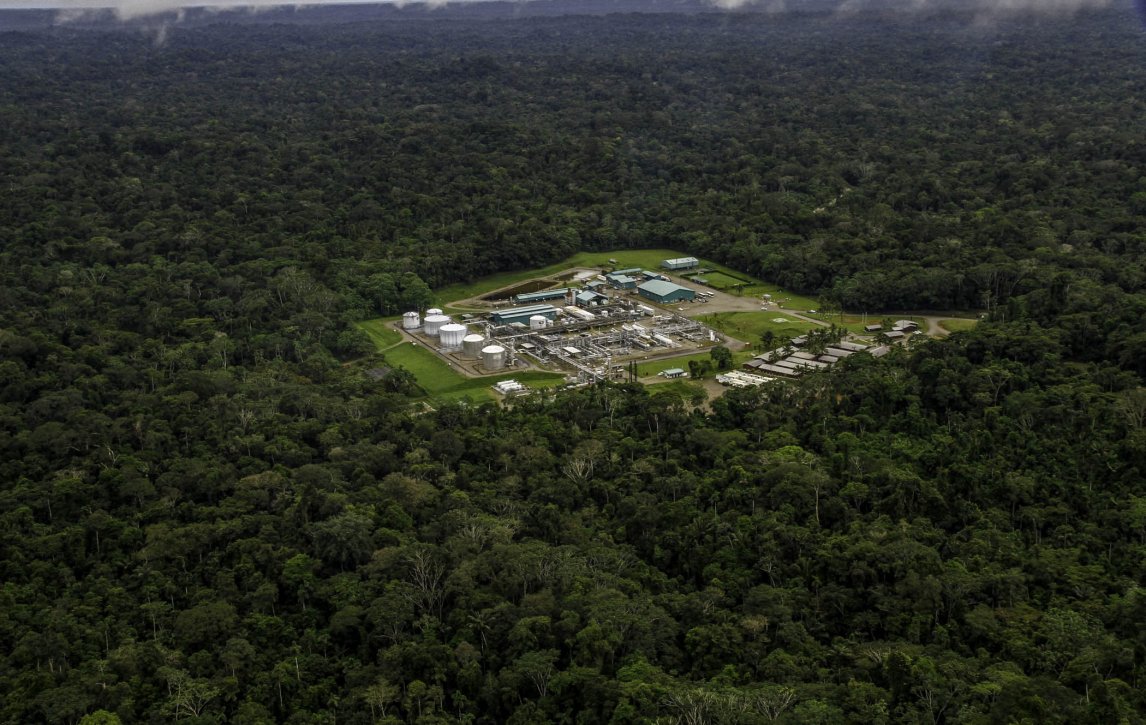 Um im ecuadorianischen Regenwald nach Öl zu bohren, baut das Staatsunternehmen Petroamazonas Straßen durch den geschützten Nationalpark Yasuní und errichtet Ölplattformen
